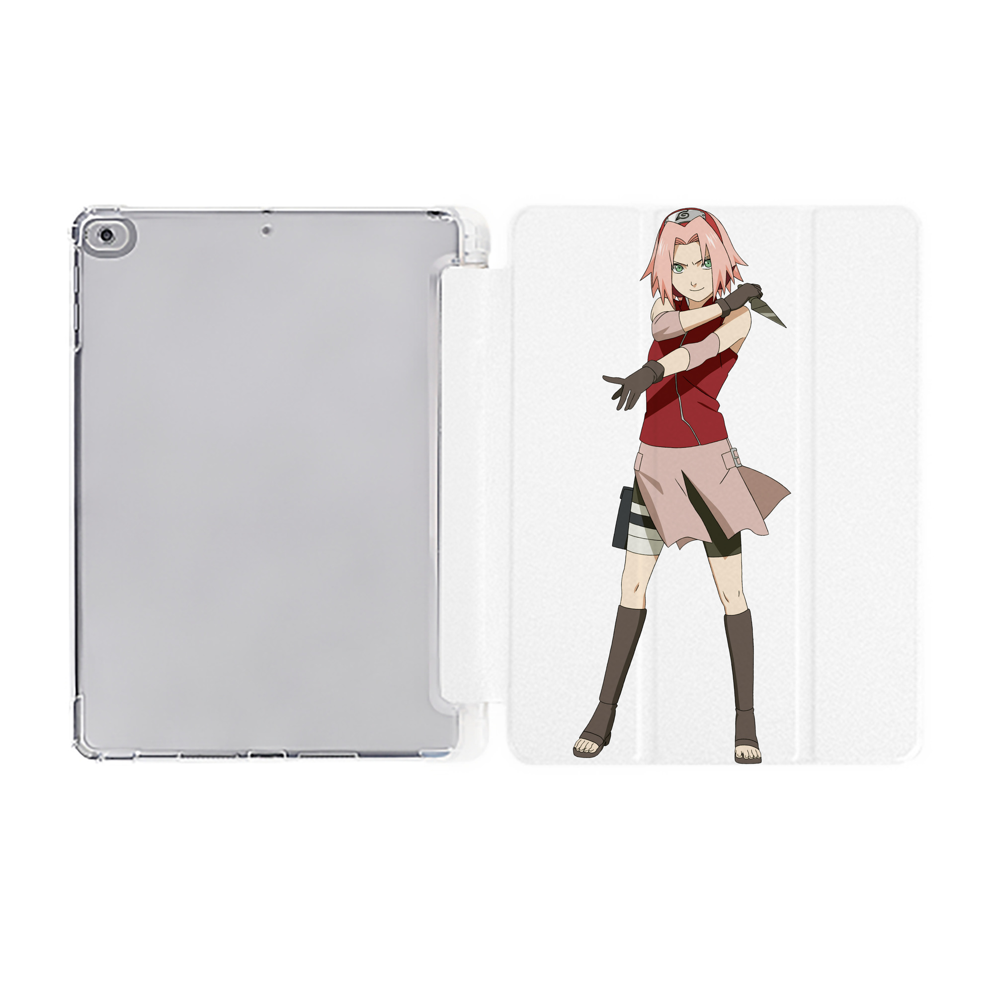 （画像用） NARUTO -ナルト- 春野サクラ Haruno Sakura IPad ケース ペン収納付き 三つ折りスタンド PUレザー×シリコン 対応機種9.5/10.5/10.9インチ